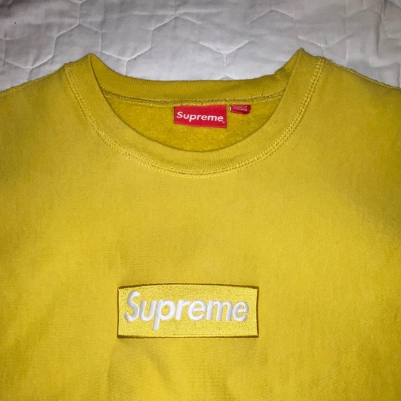 Supreme box logo crewneck (fw18) mustard - Picture 5 of 8
